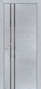 Дверь межкомнатная экошпон (полипропилен) P-11 дуб скай серый кромка ABS с 2-х сторон остеклённая (лакобель серый)