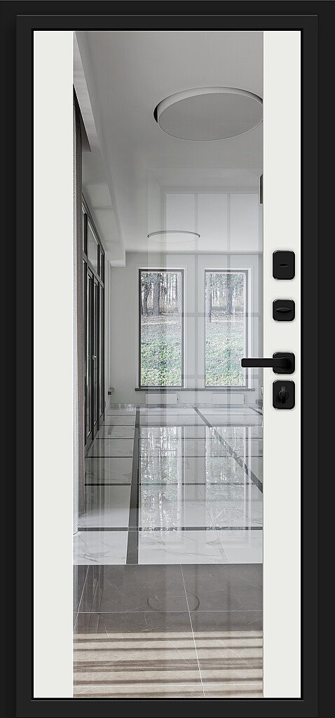 Входная металлическая дверь Лайнер-3 Black Carbon / Off-white