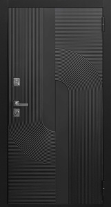 Входная металлическая дверь Орбита 3К черная мягкая шагрень / ПВХ белая мягкая шагрень