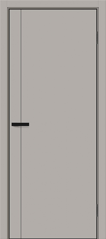Дверь межкомнатная Браво-0.10А ПЭТ Grey Silk глухая (кромка AL чёрная с 4-х сторон + магнитная защёлка)