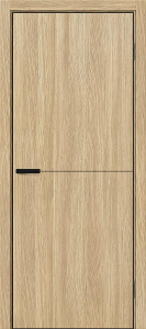 Дверь межкомнатная Браво-0.21А ПЭТ Real Oak глухая (кромка AL чёрная с 4-х сторон + магнитная защёлка)