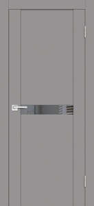 Дверь межкомнатная экошпон (soft touch) PST-3 бархат серый остеклённая (зеркало тон.)