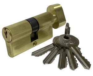 Цилиндровый механизм (личина) ключ/фиксатор VANTAGE VC60-5SB (матовое золото)
