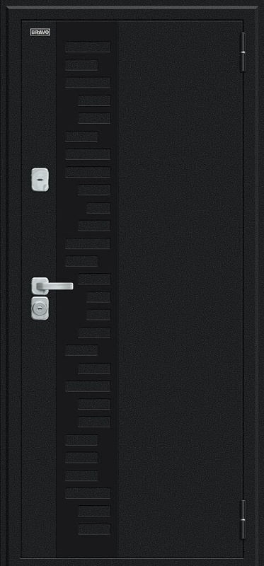 Входная металлическая дверь с терморазрывом Thermo Техно Д2/BChrome Букле черное / Cappuccino Melinga