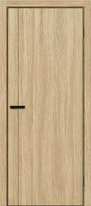 Дверь межкомнатная Браво-0.10А ПЭТ Real Oak глухая (кромка AL чёрная с 4-х сторон + магнитная защёлка)