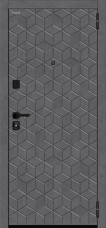 Входная металлическая дверь Кьюб/SBlack Slate Art / Snow Art