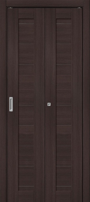 Дверь межкомнатная складная (книжка) из экошпона Браво-21 Wenge Melinga глухое от магазина Мир Дверей в Клину