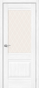 Дверь межкомнатная из экошпона Прима-3 Snow Melinga остекление White Сrystal