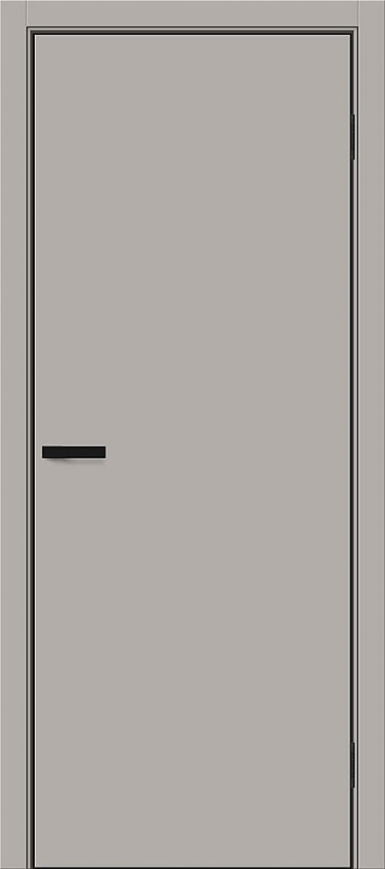 Дверь межкомнатная Браво-0.А ПЭТ Grey Silk глухая (кромка AL чёрная с 4-х сторон + магнитная защёлка)