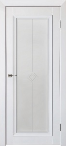 Дверь межкомнатная экошпон soft-touch Деканто ПДО-2 бархат белый (вставка чёрная) остеклённая (сатинат матовый)