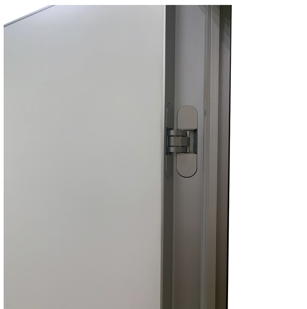 Дверь скрытого монтажа INVISIBLE РХ-0 h200 см. прямого открывания (на себя) кромка AL хром с 4-х сторон, врезка под скрытые петли PROFILOPORTE и механизм AGB Polaris от магазина Мир Дверей в Клину