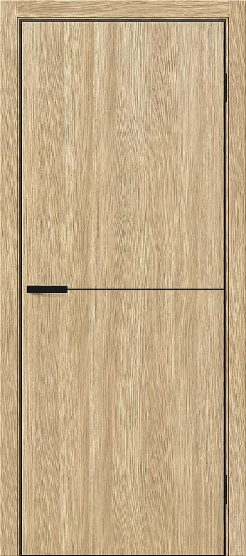 Дверь межкомнатная Браво-0.21А ПЭТ Real Oak глухая (кромка AL чёрная с 4-х сторон + магнитная защёлка)