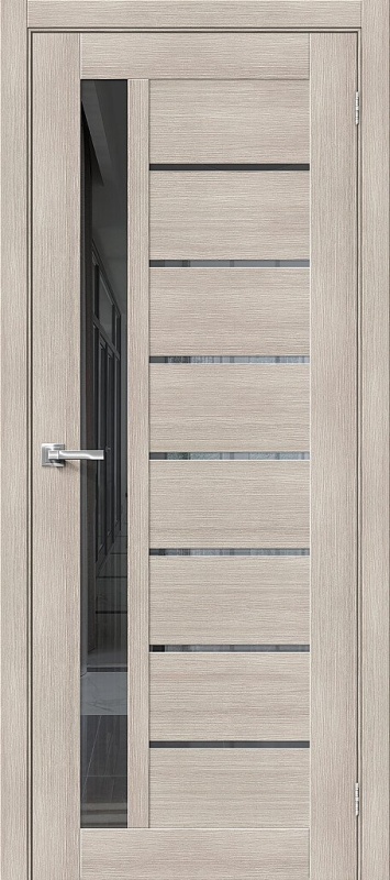 Дверь межкомнатная из экошпона Браво-27 Cappuccino Melinga остекление Mirox Grey