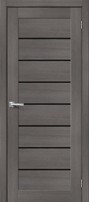 Дверь межкомнатная из экошпона Браво-22BS Grey Melinga остекление Black Shine