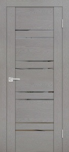 Дверь межкомнатная экошпон (soft touch) PST-1 серый ясень остеклённая (зеркало тон.)