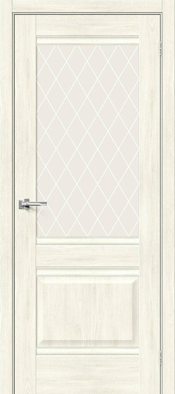 Дверь межкомнатная из экошпона Прима-3 Nordic Oak остекление White Сrystal